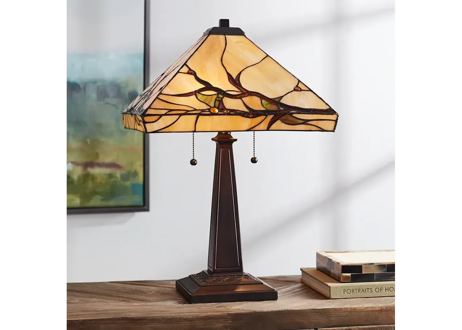 Robert Louis Tiffany Budding Branch 24" Tiffany-Style Glass Table Lamp