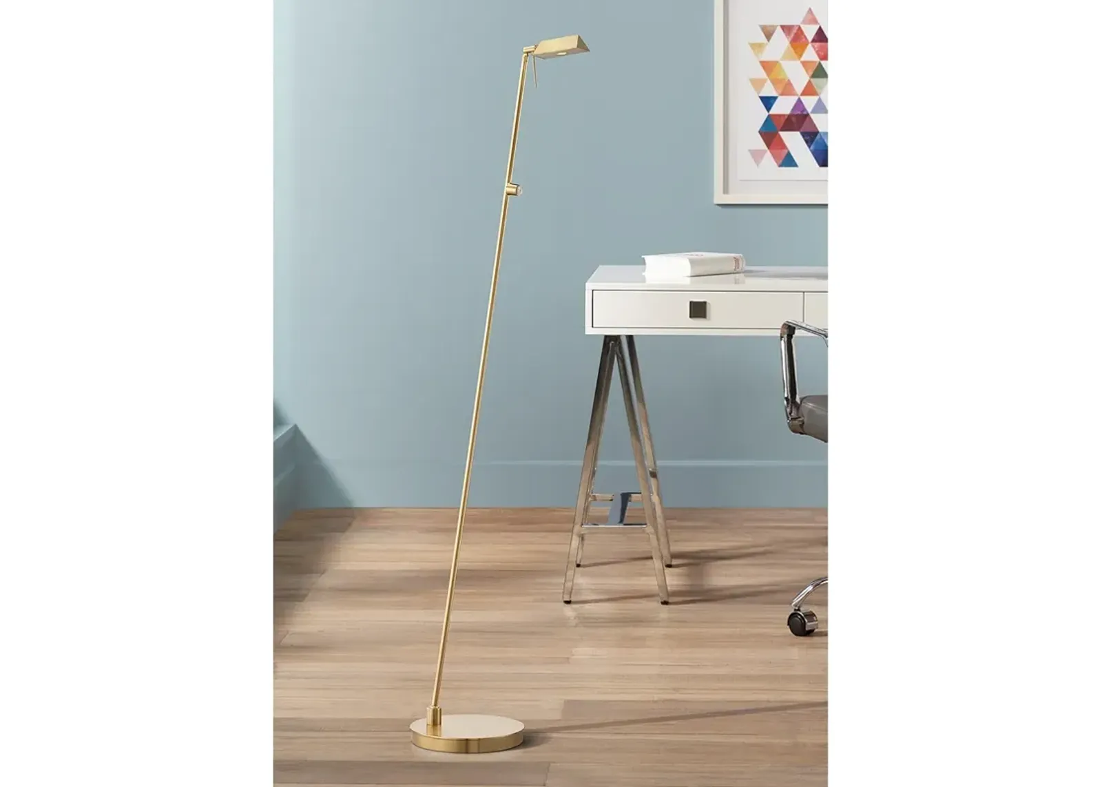 George Kovacs 49 3/4" Honey Gold Tented LED Pharmacy Floor Lamp