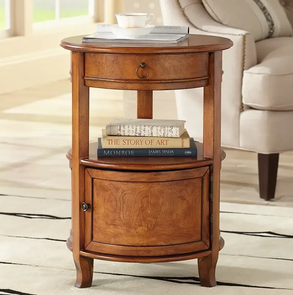 Rylie 20" Wide Walnut Finish Small Round Accent Table