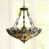 Robert Louis Tiffany 22" Floral Garden Tiffany-Style Glass Pendant