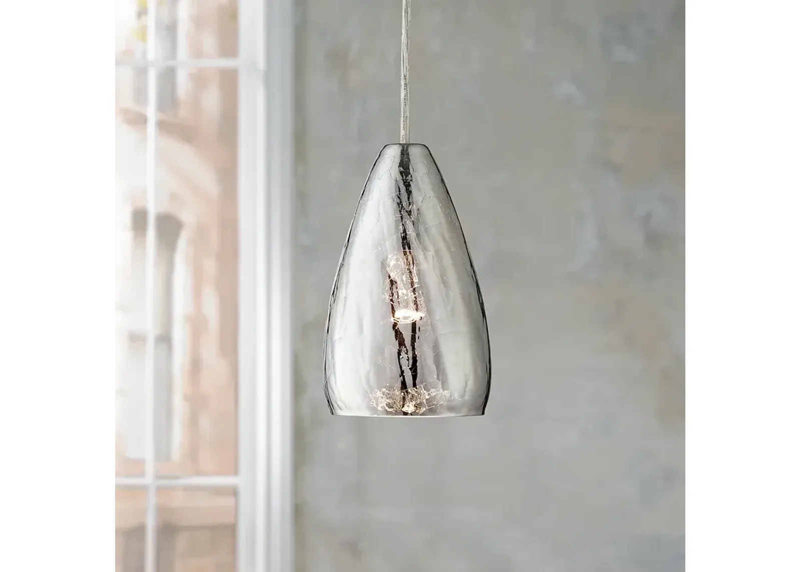 Possini Euro Portico 5" Wide Modern Crackle Glass Mini Pendant