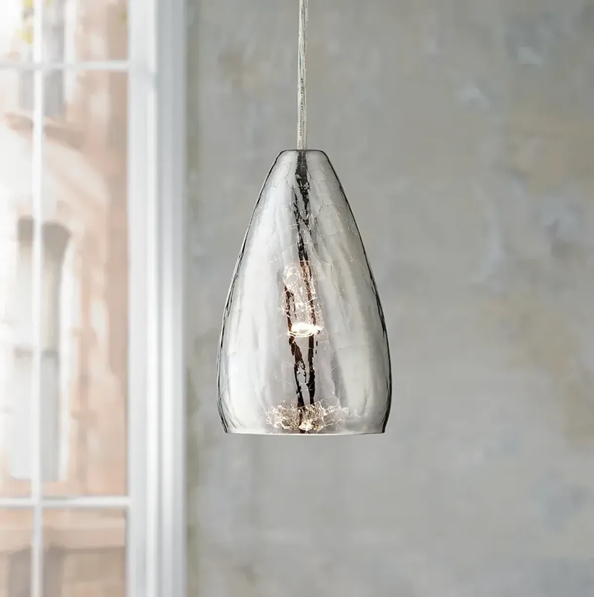 Possini Euro Portico 5" Wide Modern Crackle Glass Mini Pendant