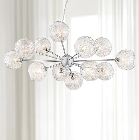 Possini Euro Wired 32" Wide Glass and Chrome Modern Chandelier