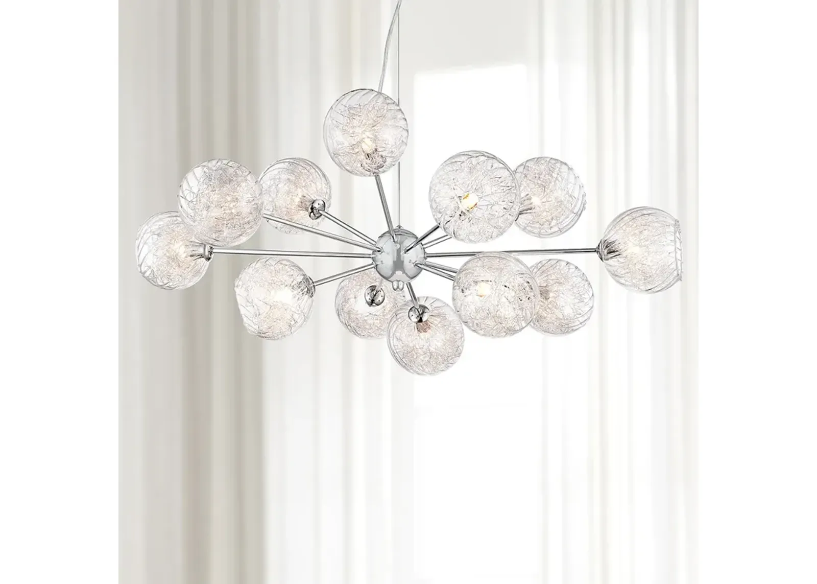 Possini Euro Wired 32" Wide Glass and Chrome Modern Chandelier