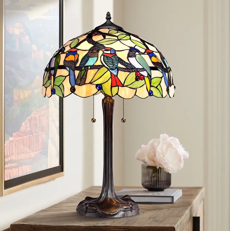 Robert Louis Tiffany 24 3/4" Woodland Birds Tiffany-Style Table Lamp