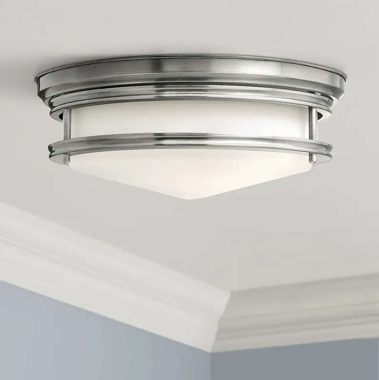 Hinkley Hadley 14" Wide Antique Nickel Ceiling Light