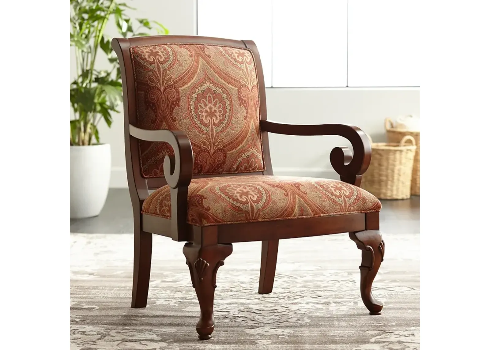 Diana Wood and Red Upholstered Accent Chair