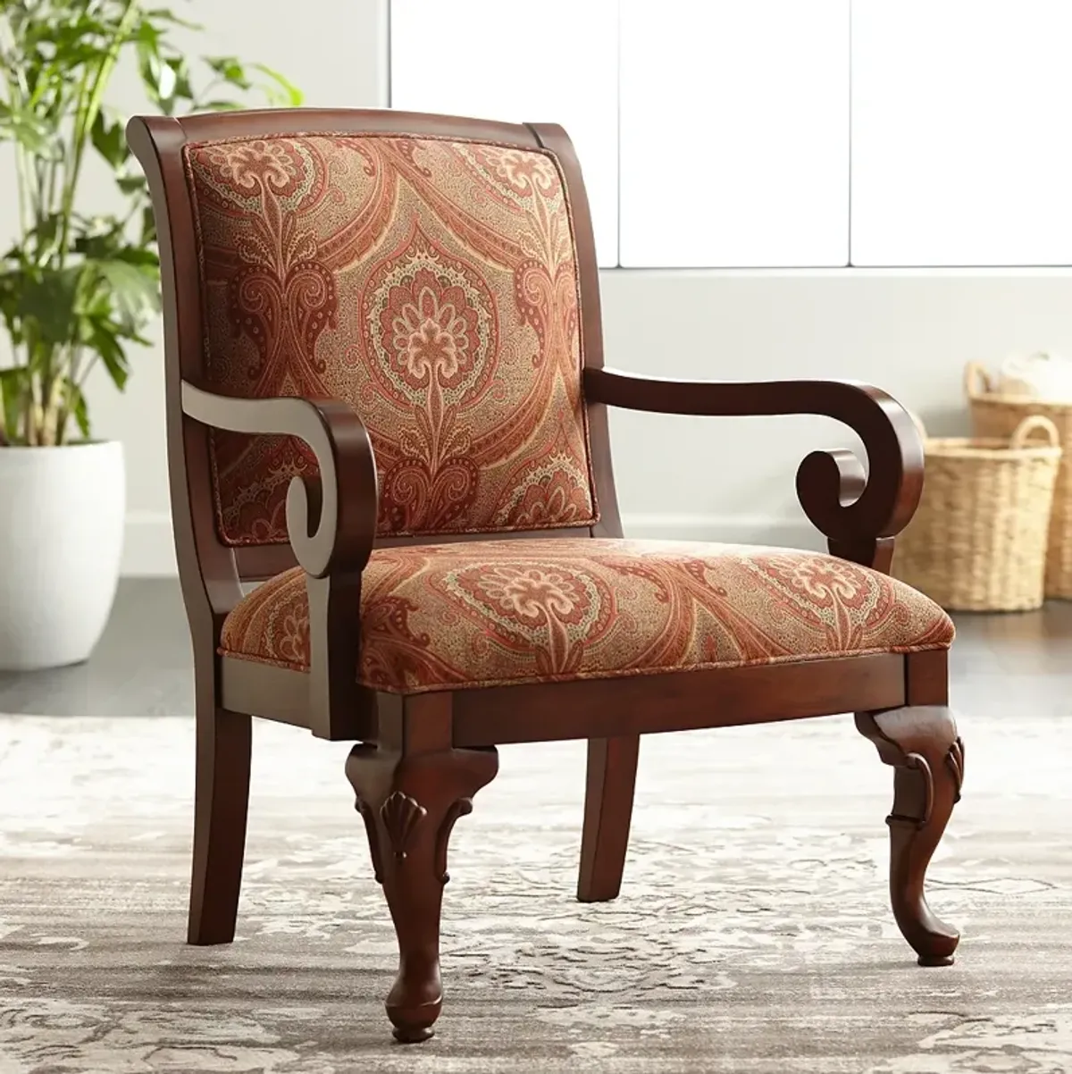 Diana Wood and Red Upholstered Accent Chair