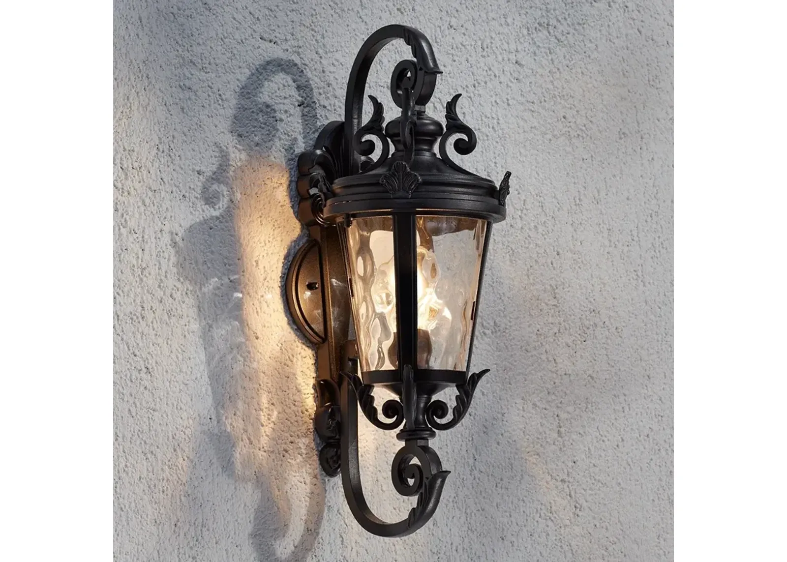 John Timberland Casa Marseille 19" Black Scroll Outdoor Wall Light