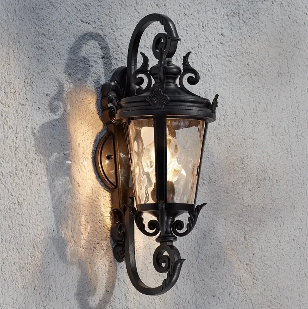 John Timberland Casa Marseille 19" Black Scroll Outdoor Wall Light