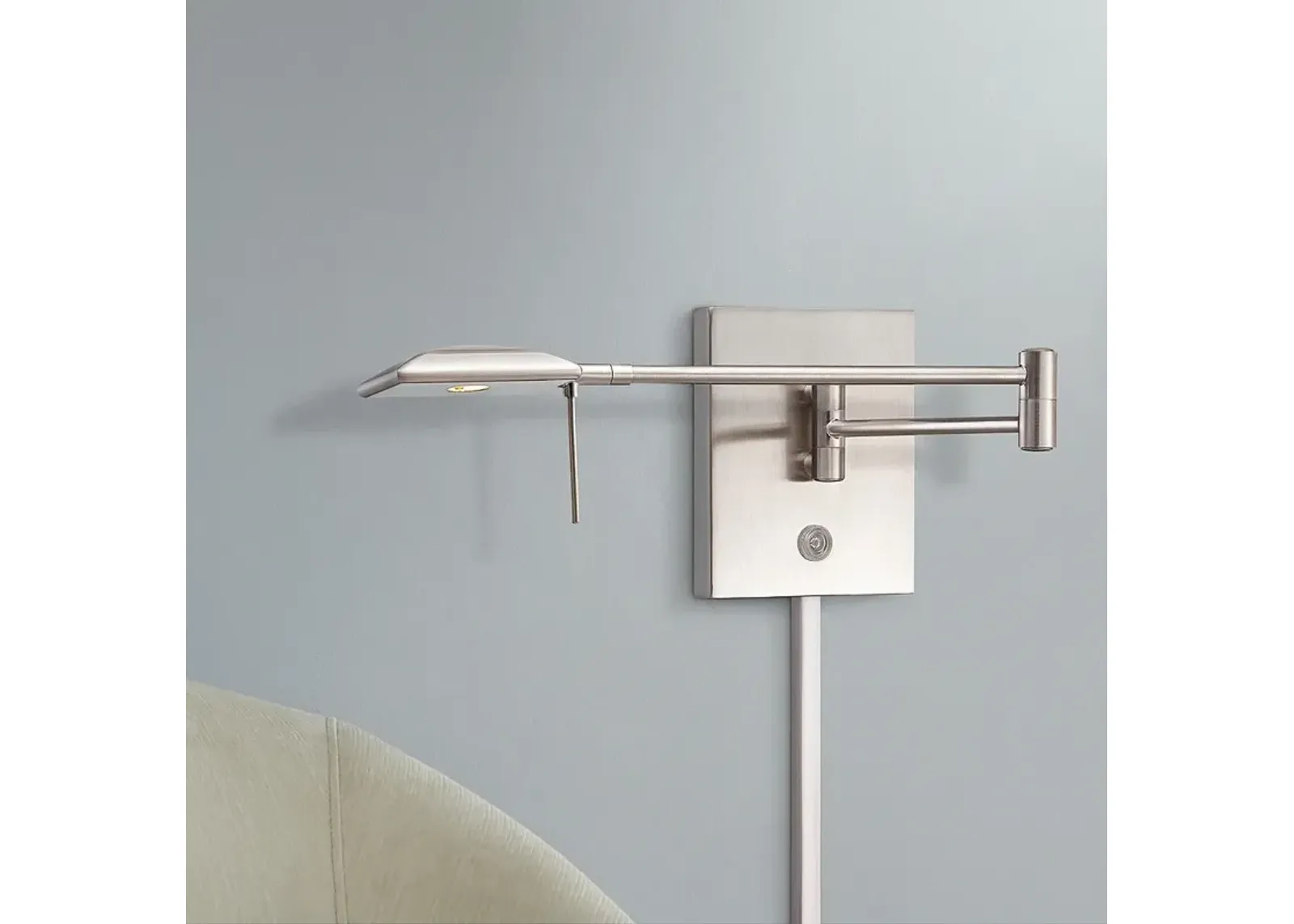 George Kovacs Square Head Nickel LED Modern Plug-In Swing Arm Wall Lamp