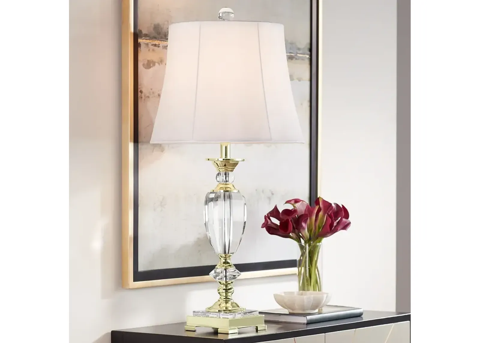 Vienna Full Spectrum 31" High Traditional Brass and Crystal Table Lamp