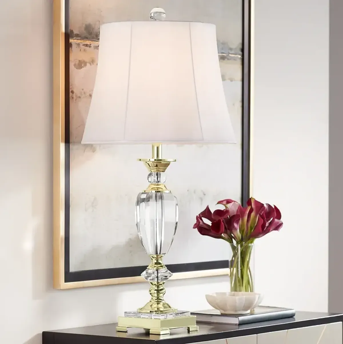 Vienna Full Spectrum 31" High Traditional Brass and Crystal Table Lamp