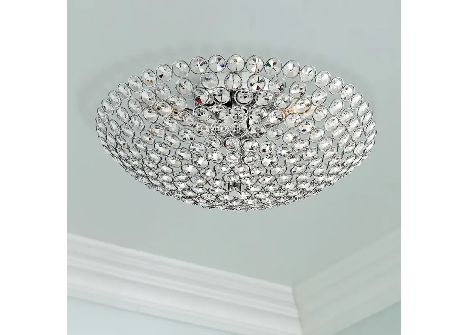 Possini Euro Design Geneva 16" Wide Crystal Ceiling Light