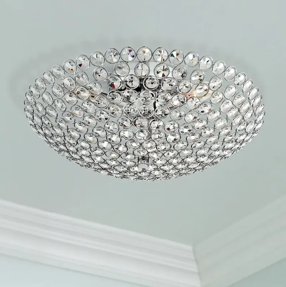 Possini Euro Design Geneva 16" Wide Crystal Ceiling Light