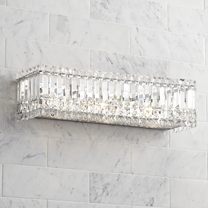 Possini Euro Crystal Columns 23" Wide Chrome and Crystal Bath Light