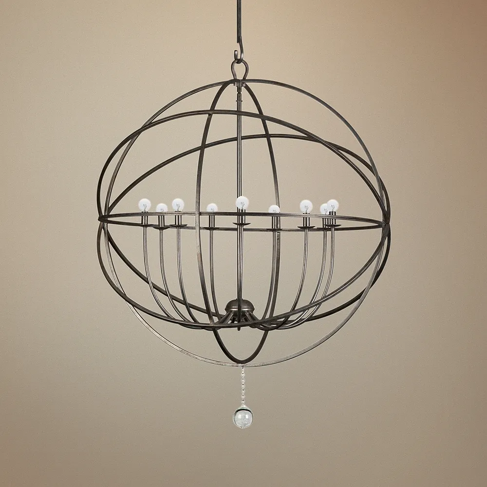 Crystorama Solaris 40"W English Bronze 9-Light Chandelier