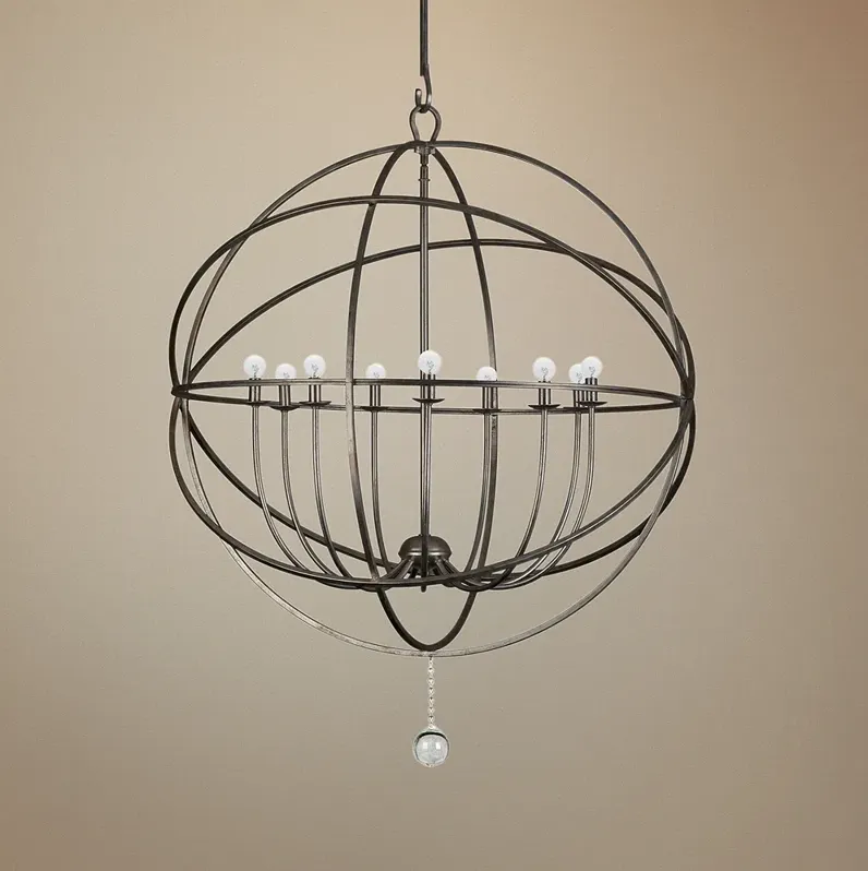 Crystorama Solaris 40"W English Bronze 9-Light Chandelier