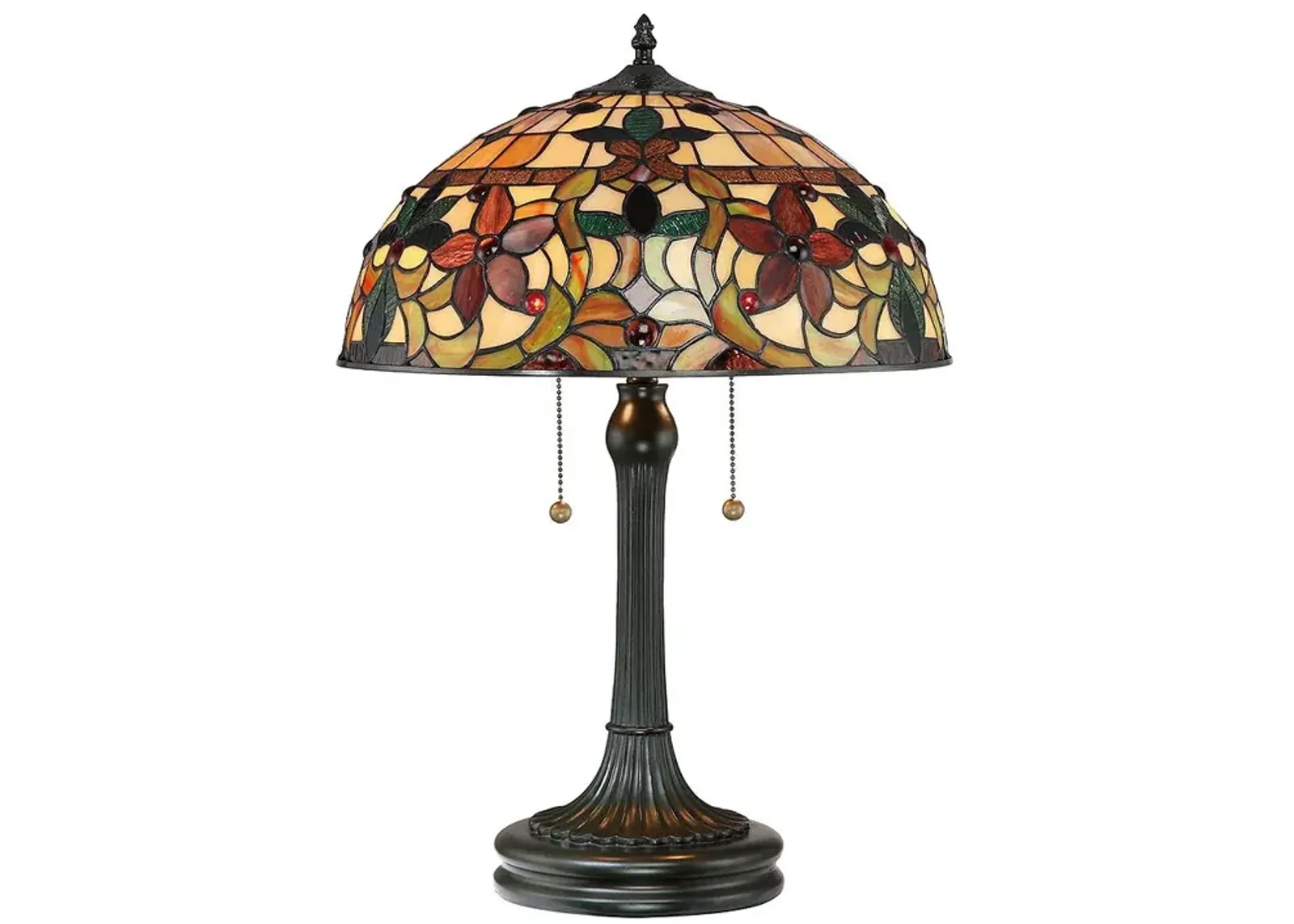 Quoizel Kami Floral 23" Vintage Bronze Tiffany-Style Glass Table Lamp