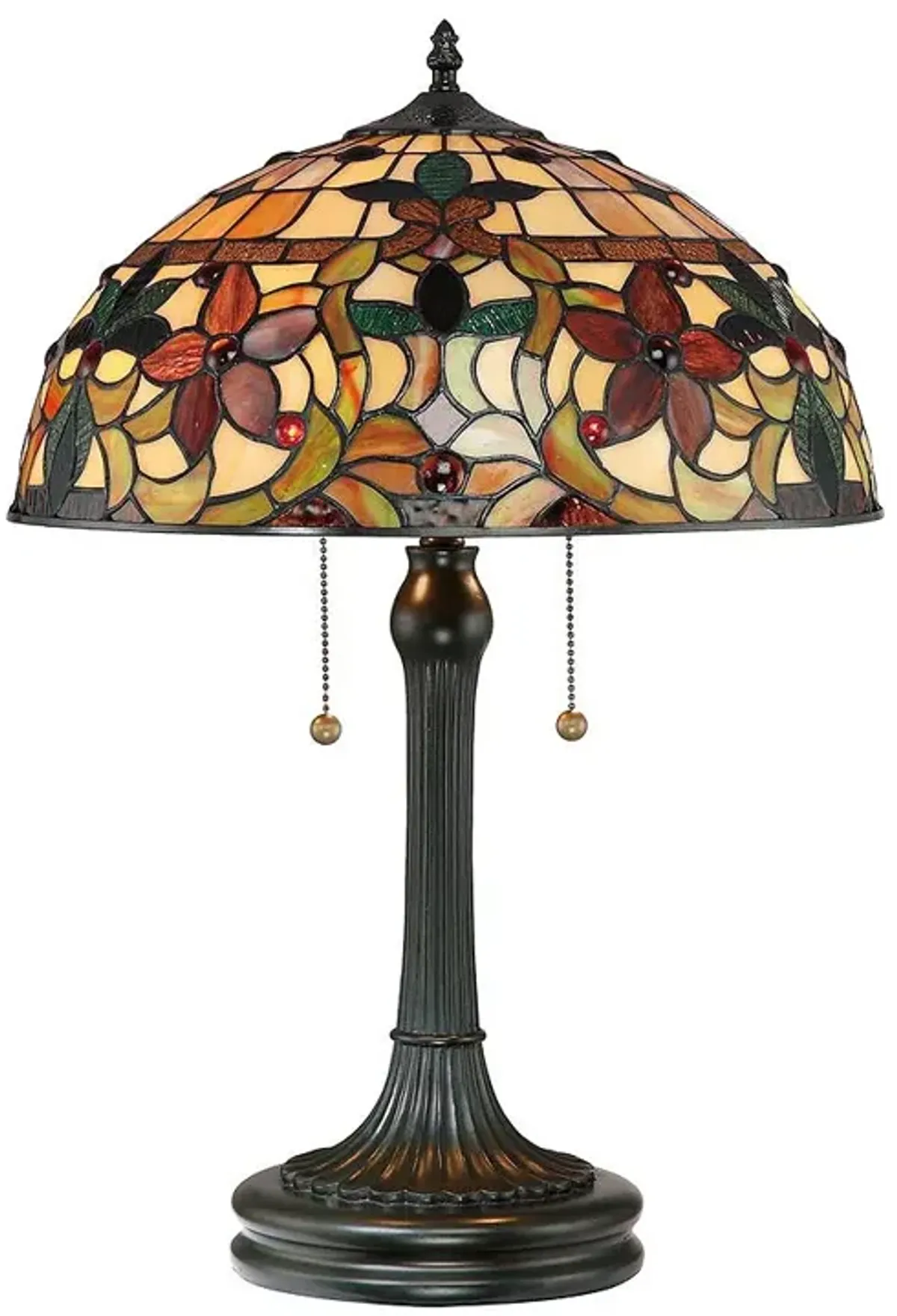 Quoizel Kami Floral 23" Vintage Bronze Tiffany-Style Glass Table Lamp