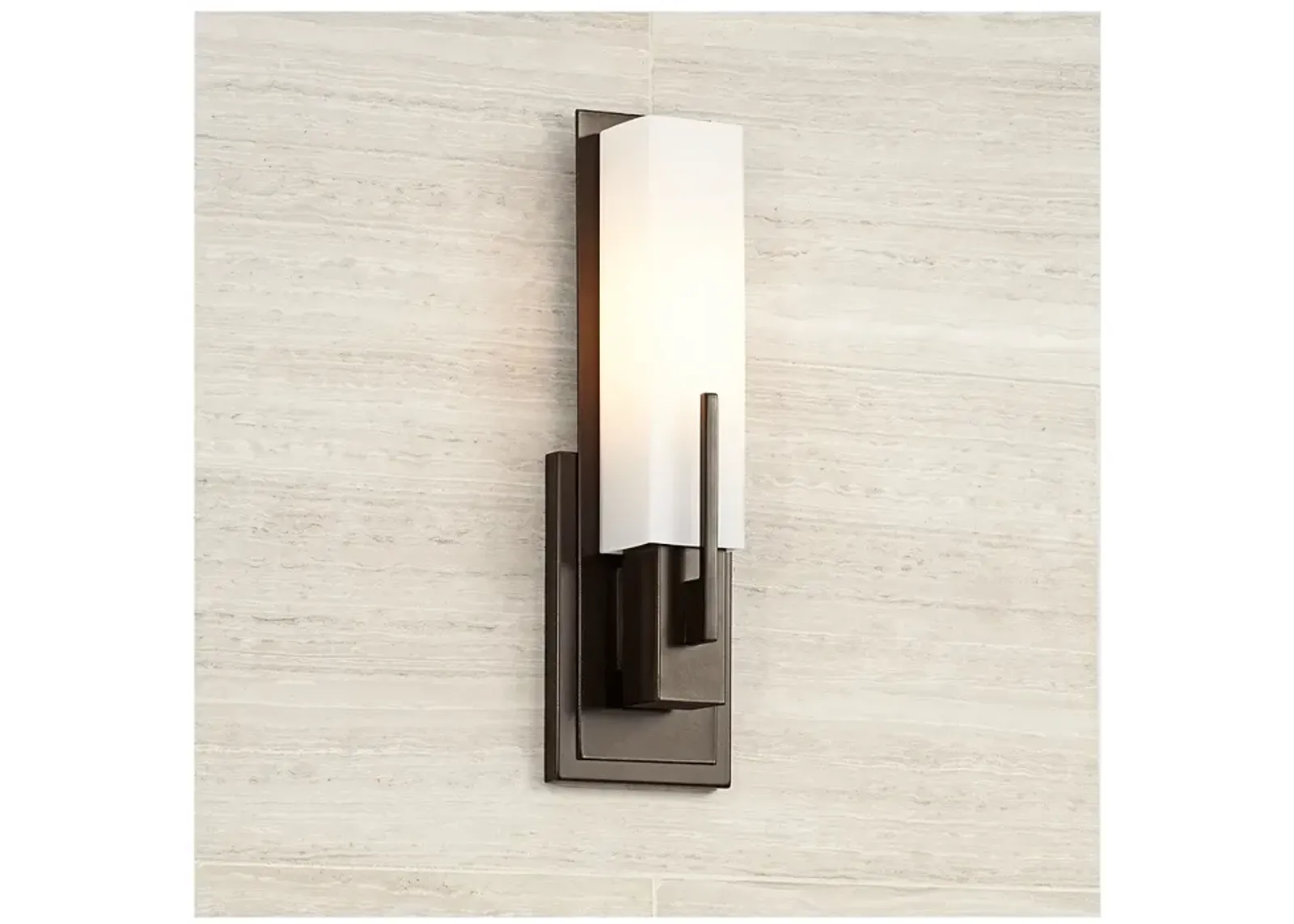 Possini Euro Midtown 15" High White Glass Bronze Wall Sconce