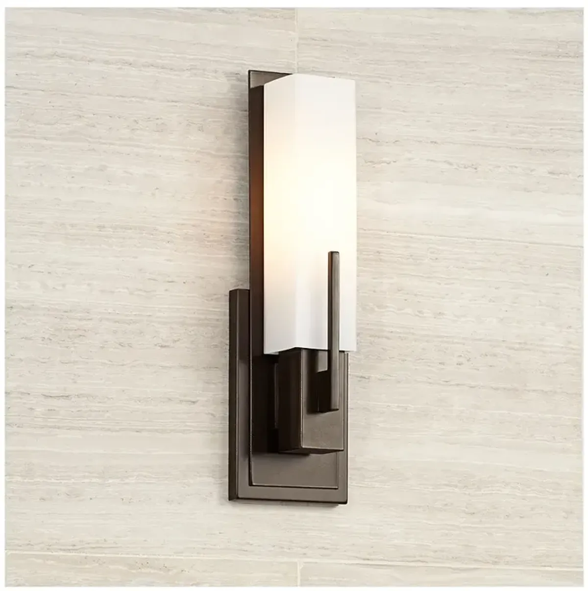 Possini Euro Midtown 15" High White Glass Bronze Wall Sconce