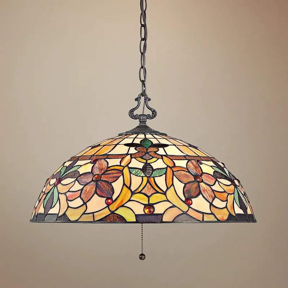 Quoizel Kami 20" Wide Tiffany-Style Art Glass Dome Pendant Light