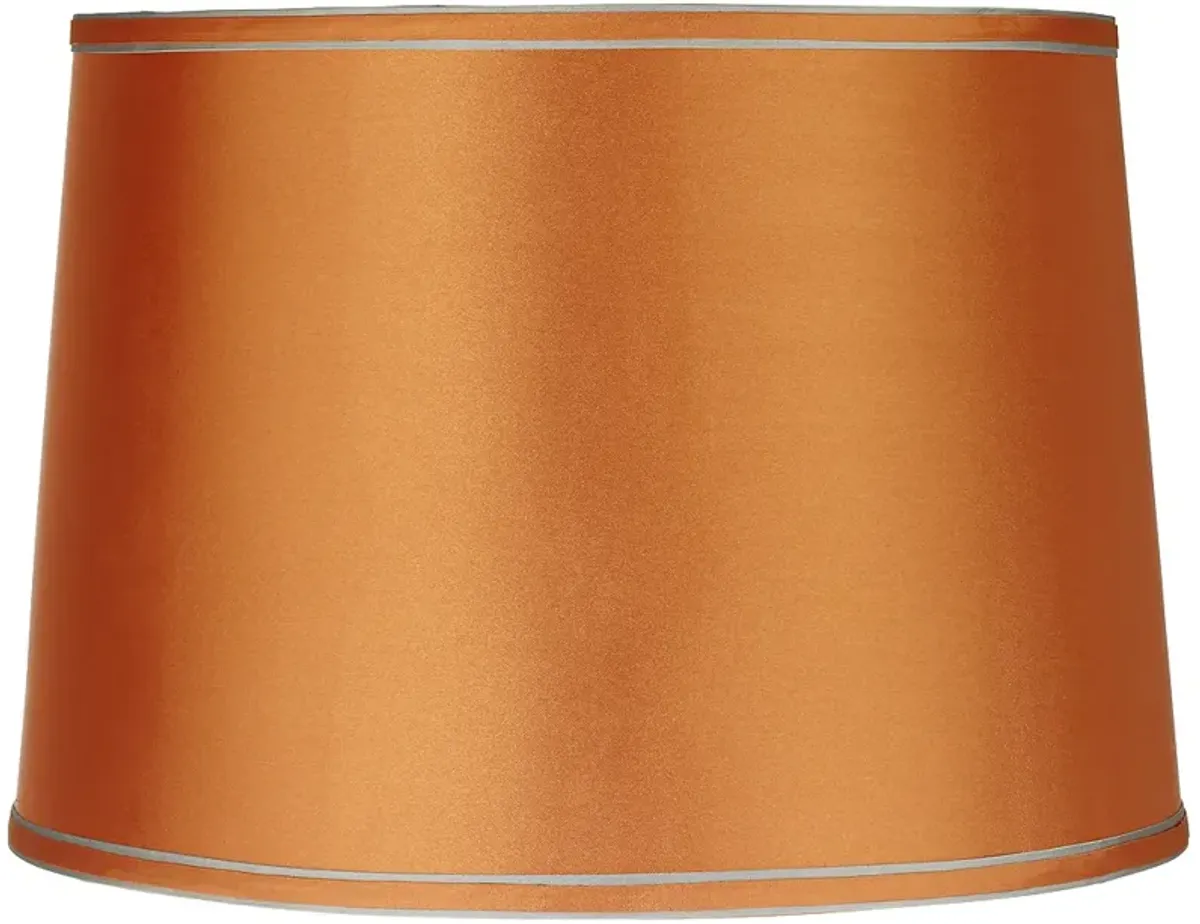 Springcrest Sydnee Satin Orange Silver Trim Drum Shade 14x16x11 (Spider)