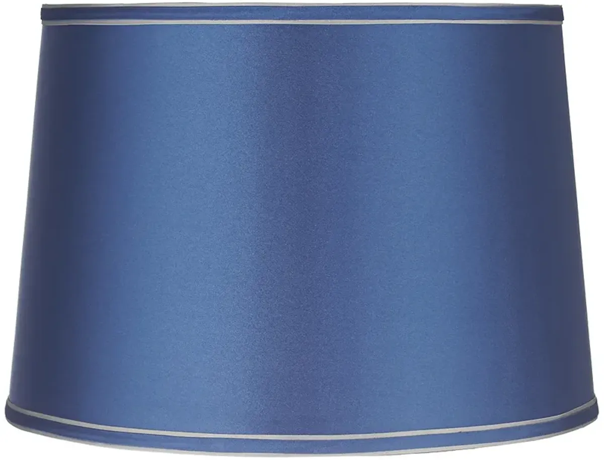 Sydnee Satin Medium Blue Drum Lamp Shade 14x16x11 (Spider)