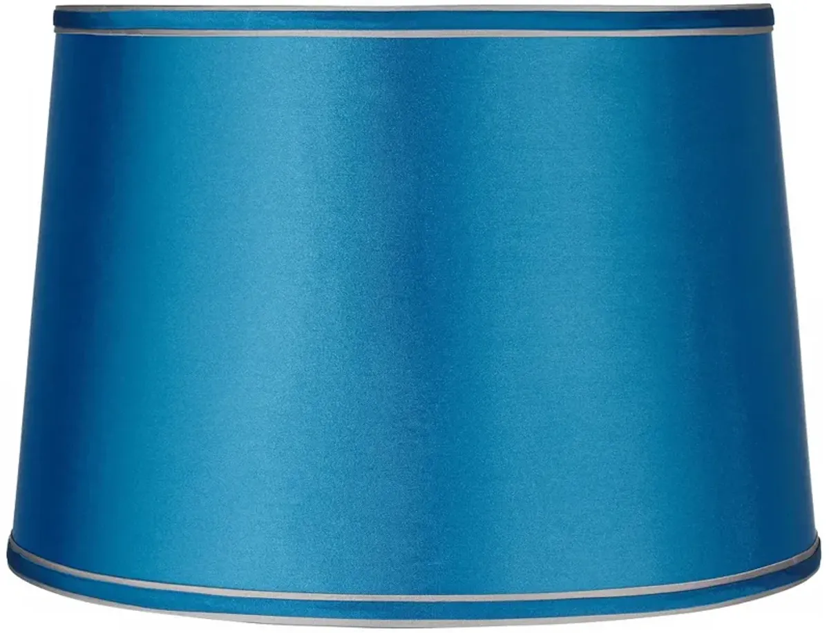 Springcrest Sydnee Ocean Blue Silver Trim Drum Lamp Shade 14x16x11 (Spider)