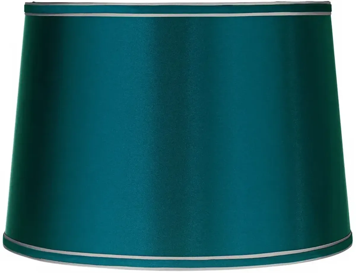 Sydnee Deep Teal Blue with Silver Trim Drum Lamp Shade 14x16x11 (Spider)