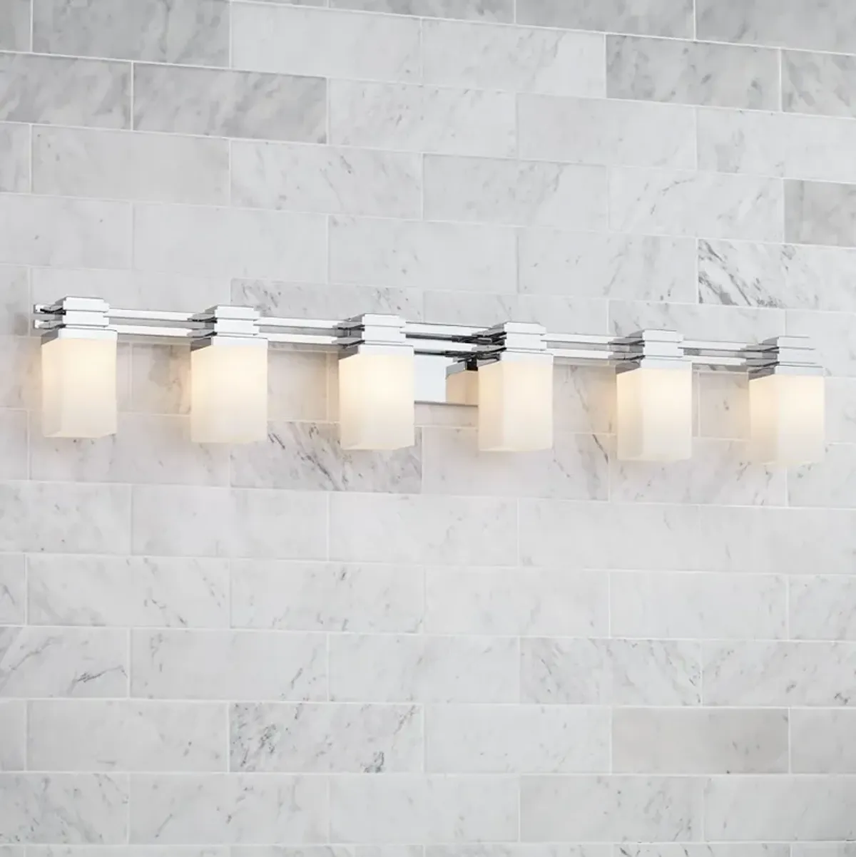 Possini Euro Design 48 1/2" Wide 6-Light Chrome Bath Light