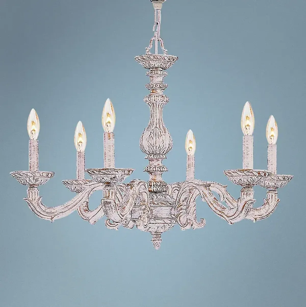 Sutton 28" Wide Antique White and Gold Chandelier