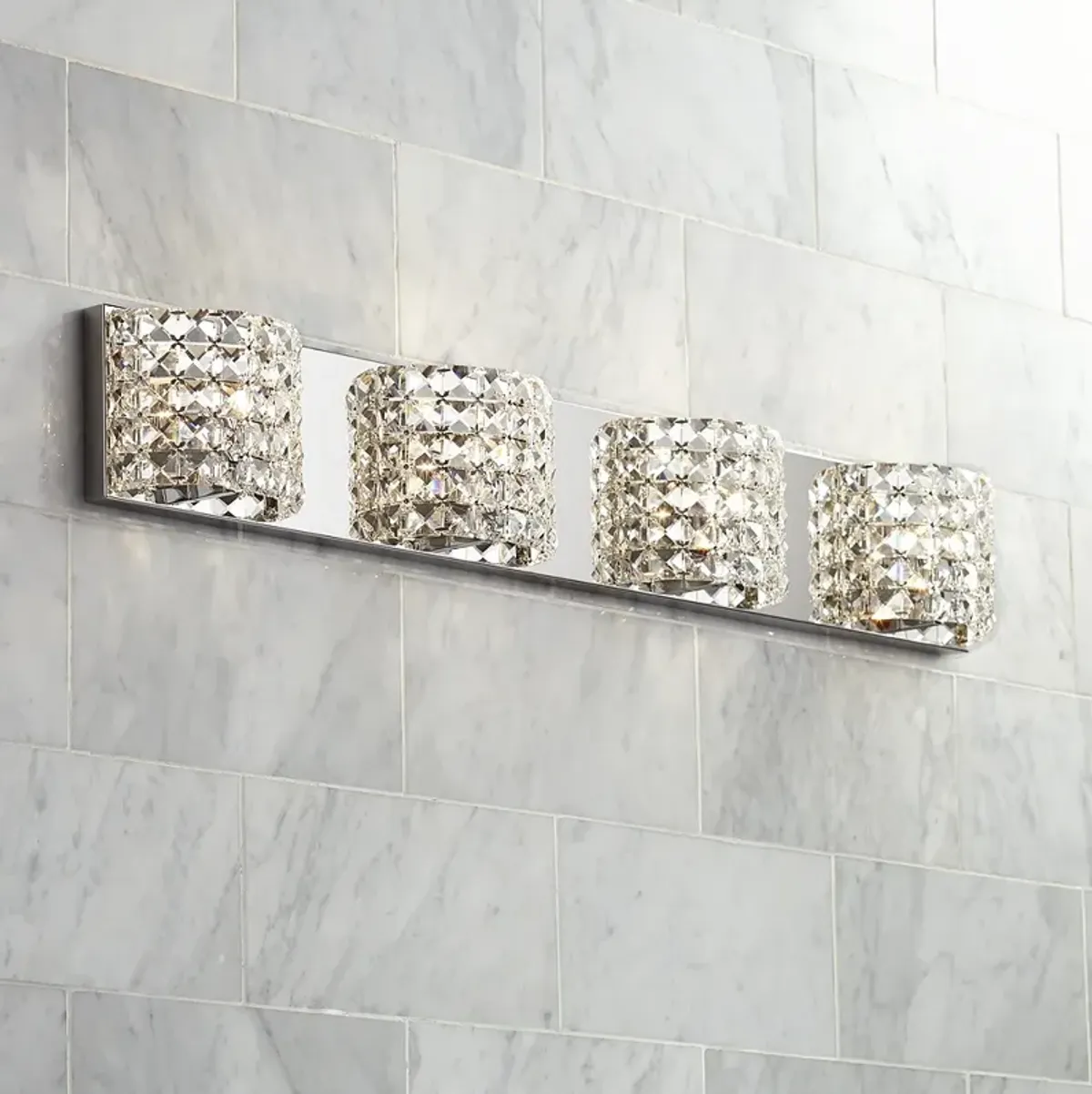 Vienna Full Spectrum Cesenna 35 1/2" Crystal 4-Light LED Bath Fixture