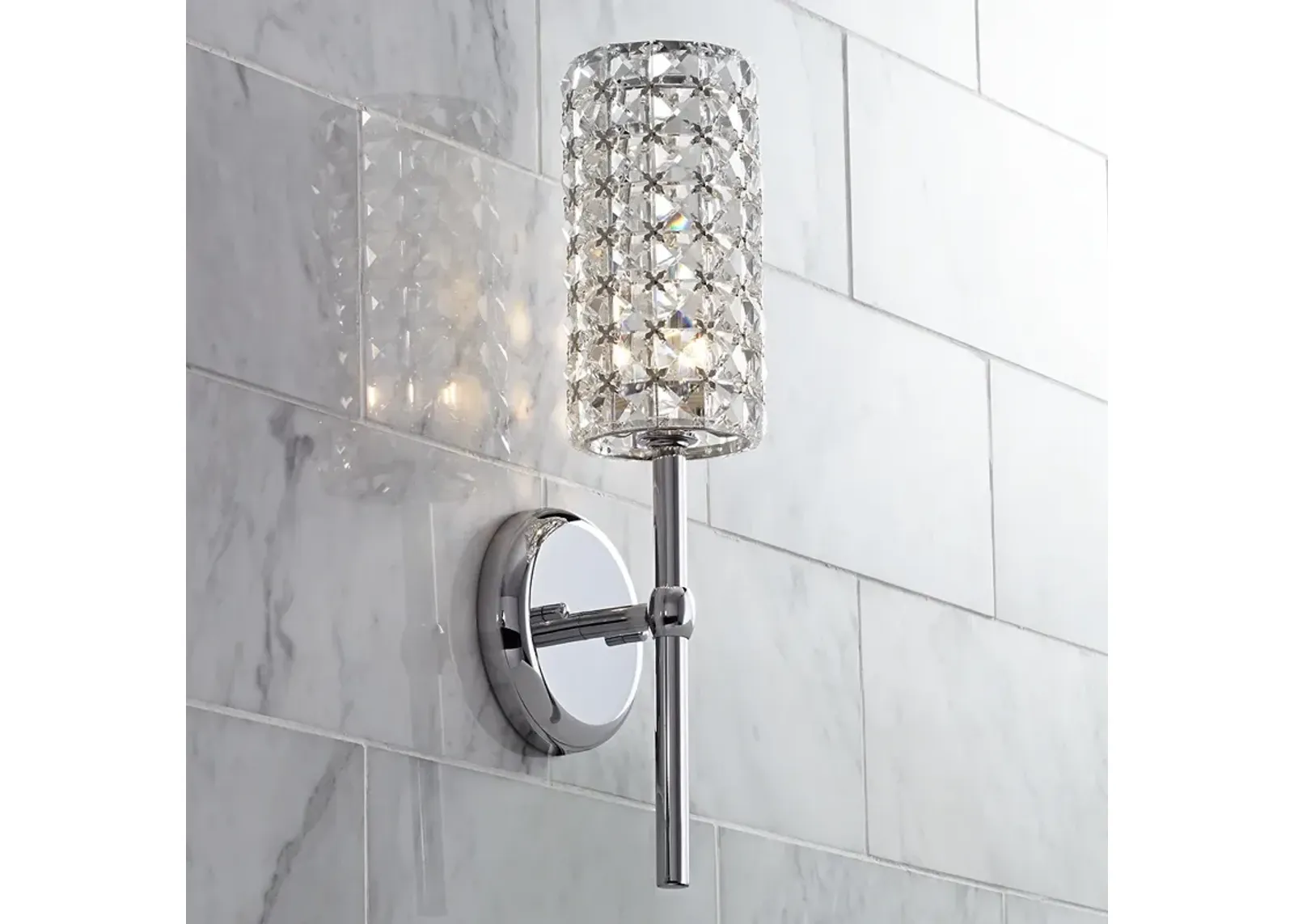 Cesenna Cylinder 16" High Modern Crystal LED Wall Sconce