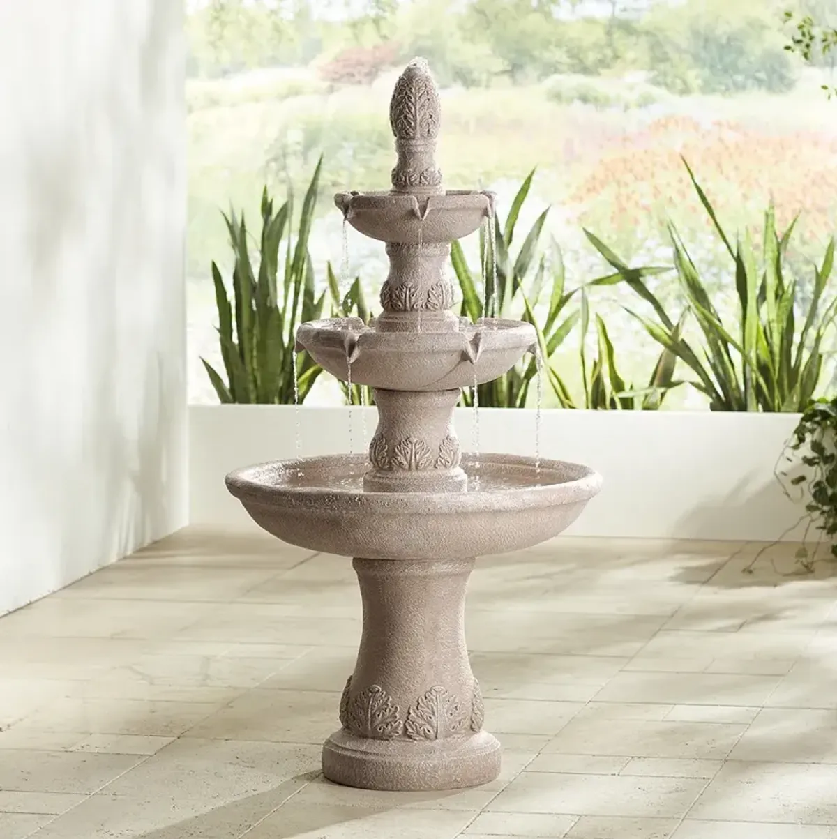 John Timberland Domanico 57" High 3-Tier Sandstone Finish Fountain