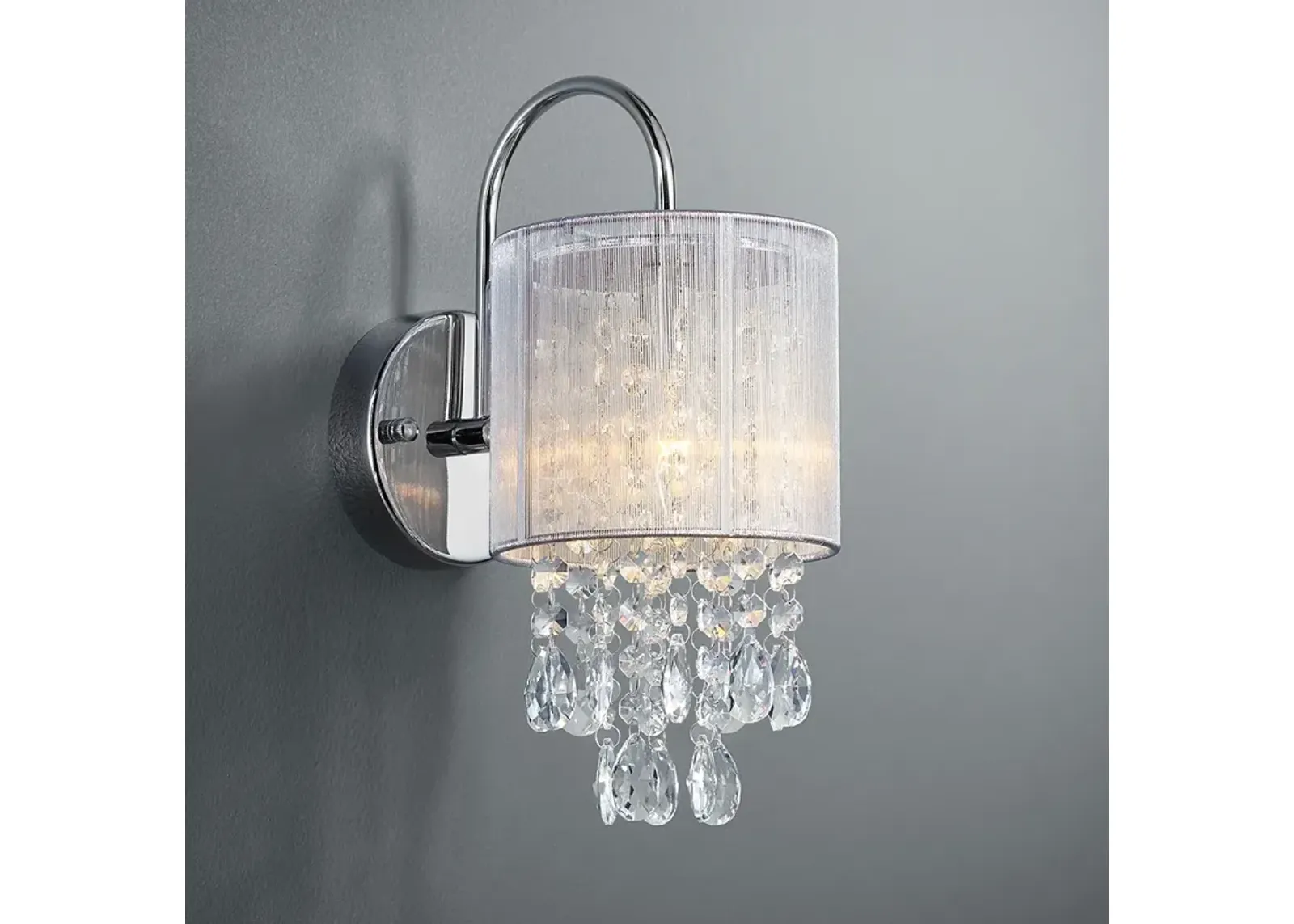 Possini Euro Silver Line 12"H Chrome and Crystal Sconce