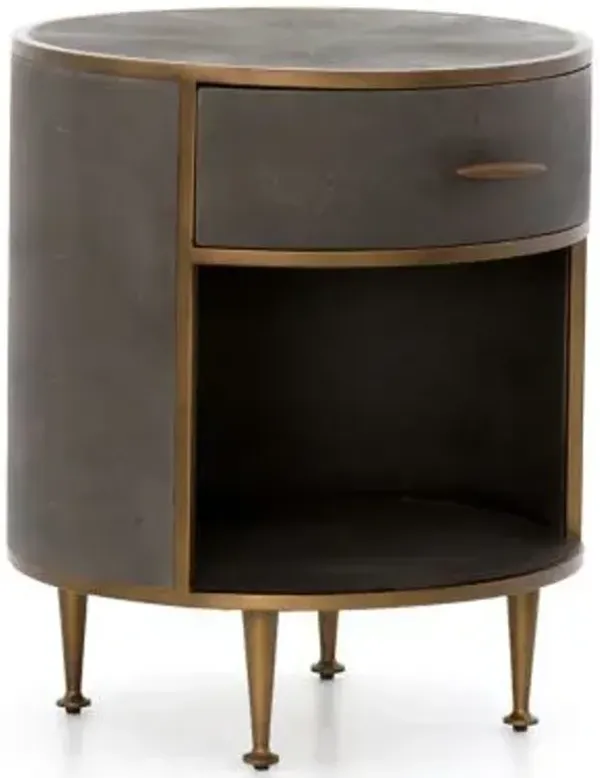 Shagreen Round Nightstand