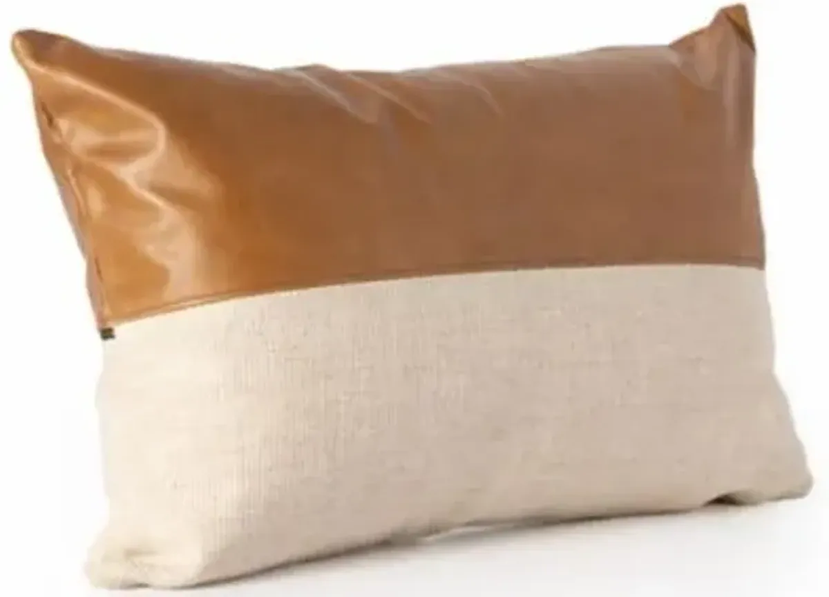 Leather and Linen Pillow