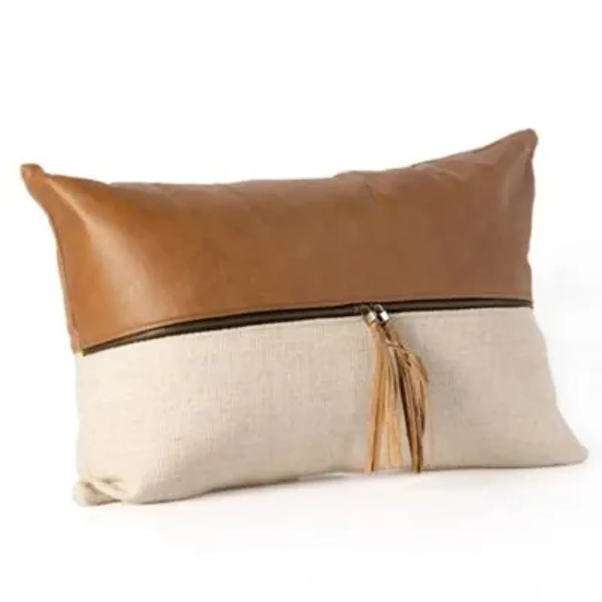 Leather and Linen Pillow