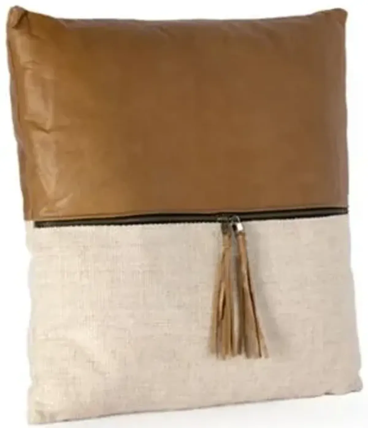 Leather and Linen Pillow