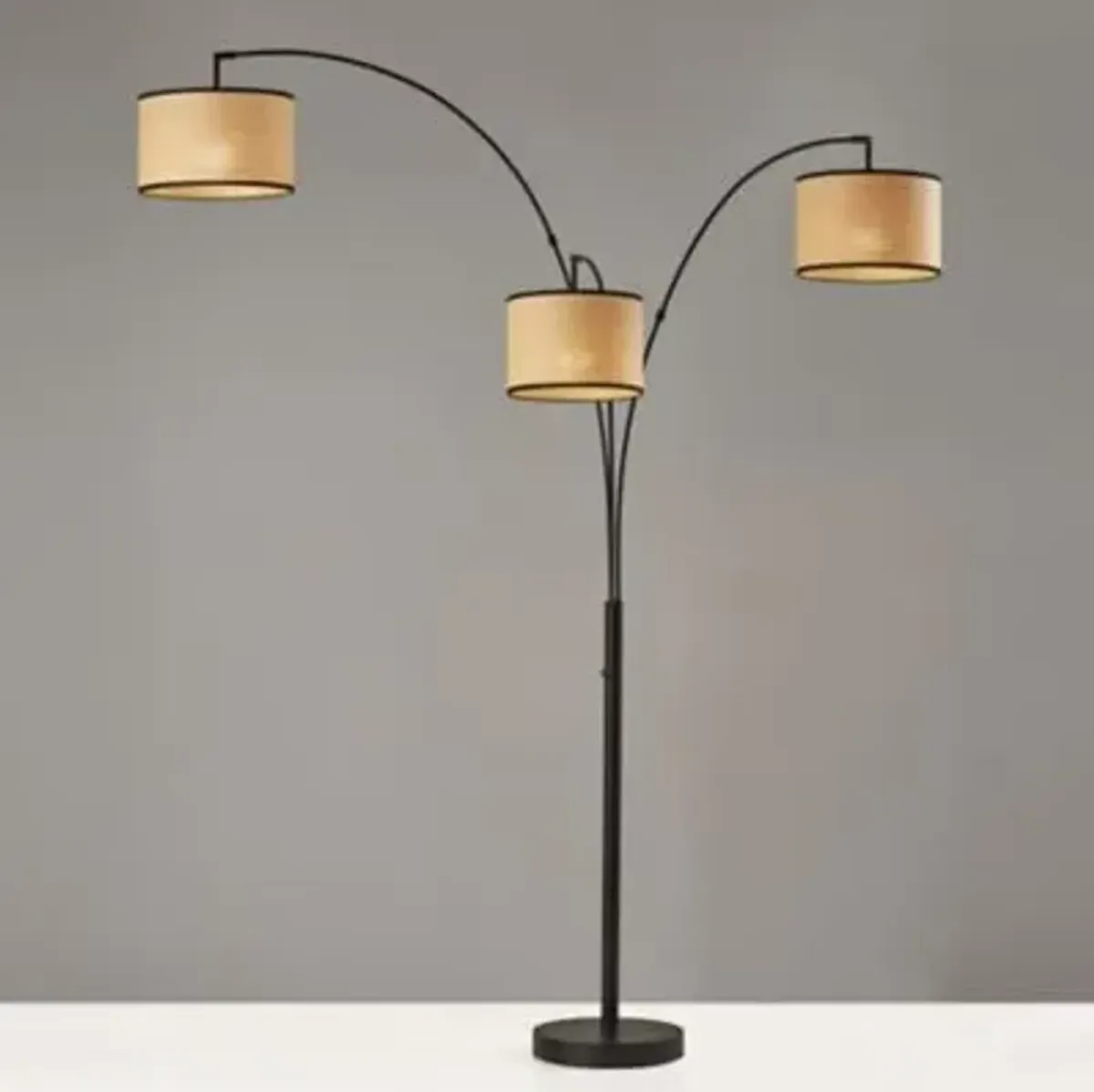 Bowery 3 Arm Arc Woven Shade Floor Lamp