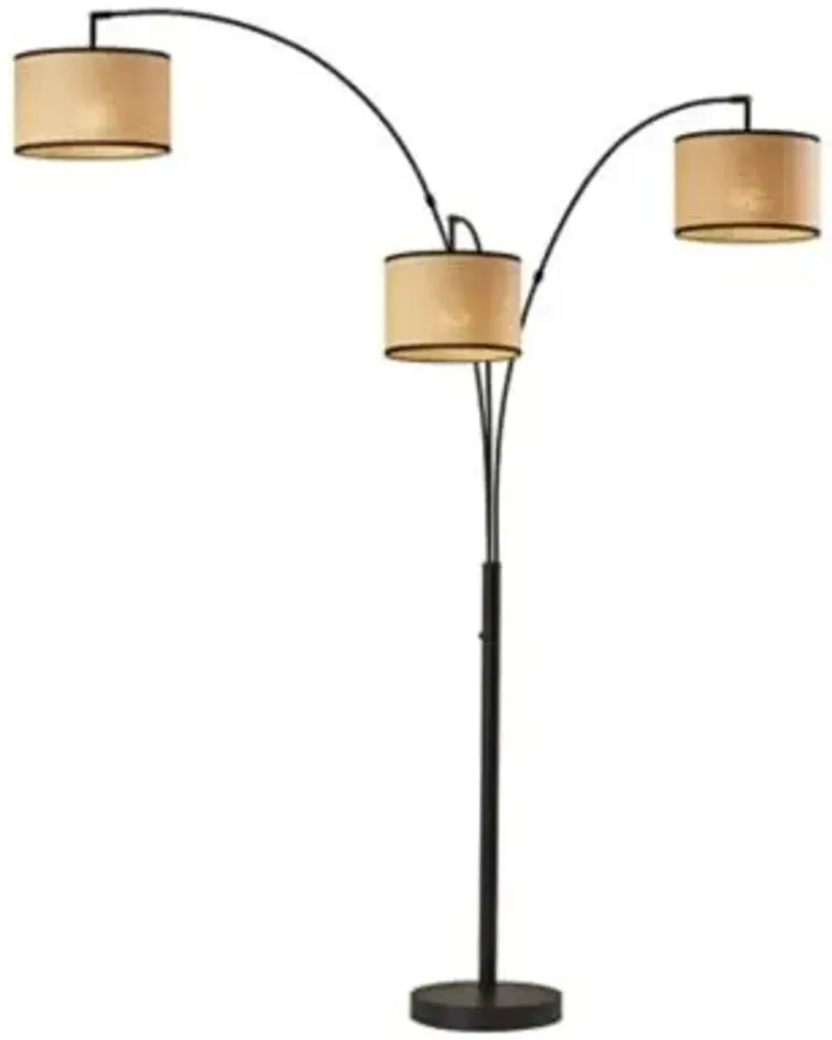 Bowery 3 Arm Arc Woven Shade Floor Lamp