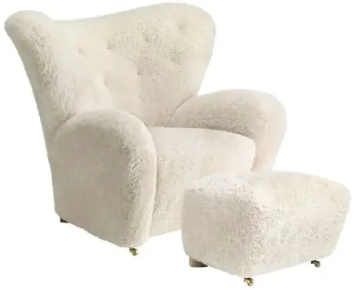 The Tired Man Sheepskin Ottoman