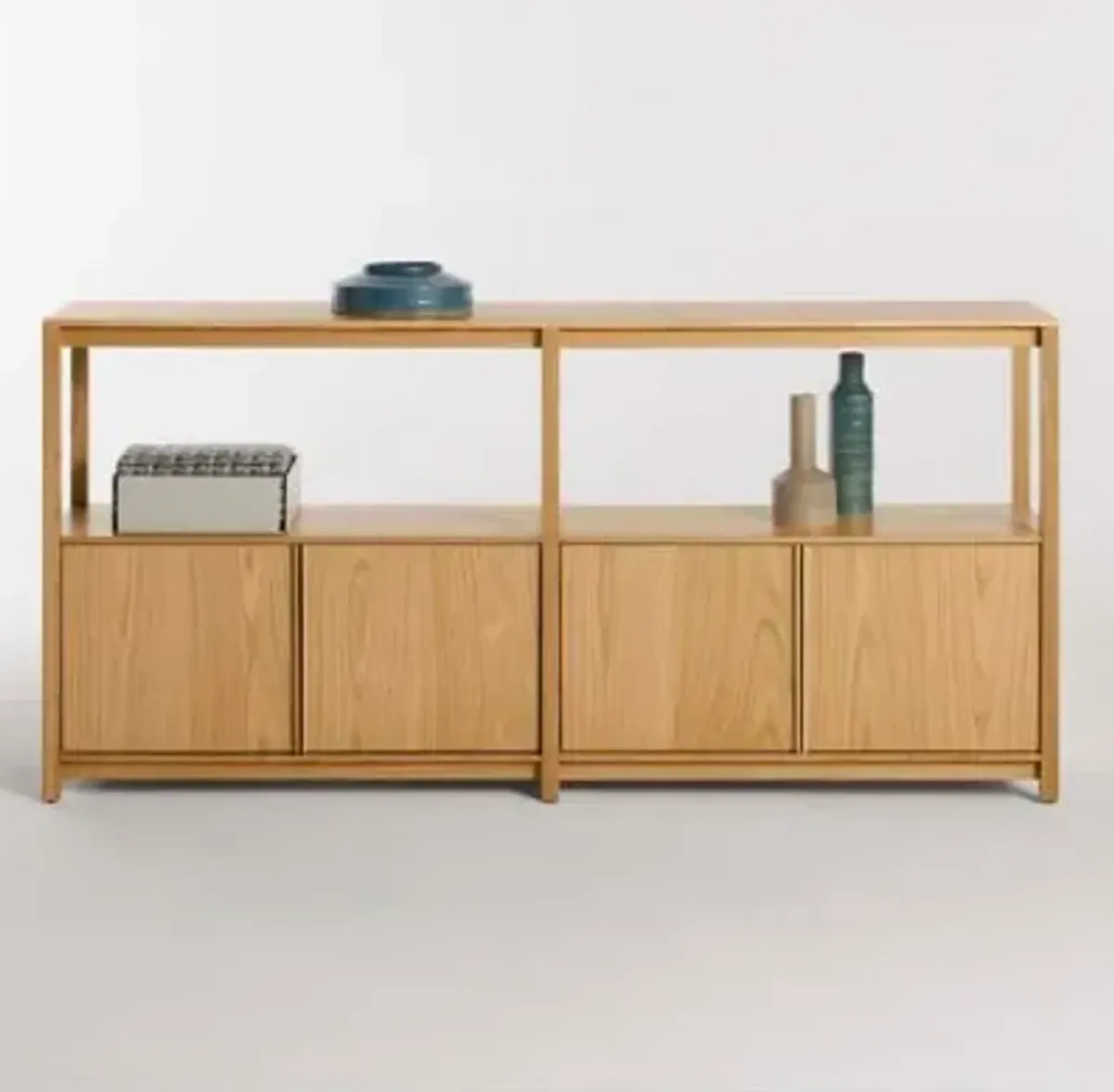 Open Plan Large Low Bookcase with Storage