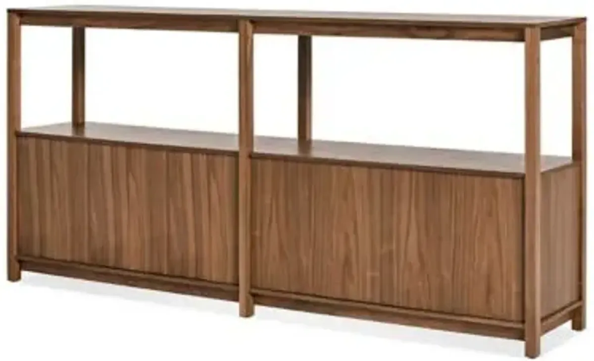 Open Plan Long and Low Bookcase with Storage