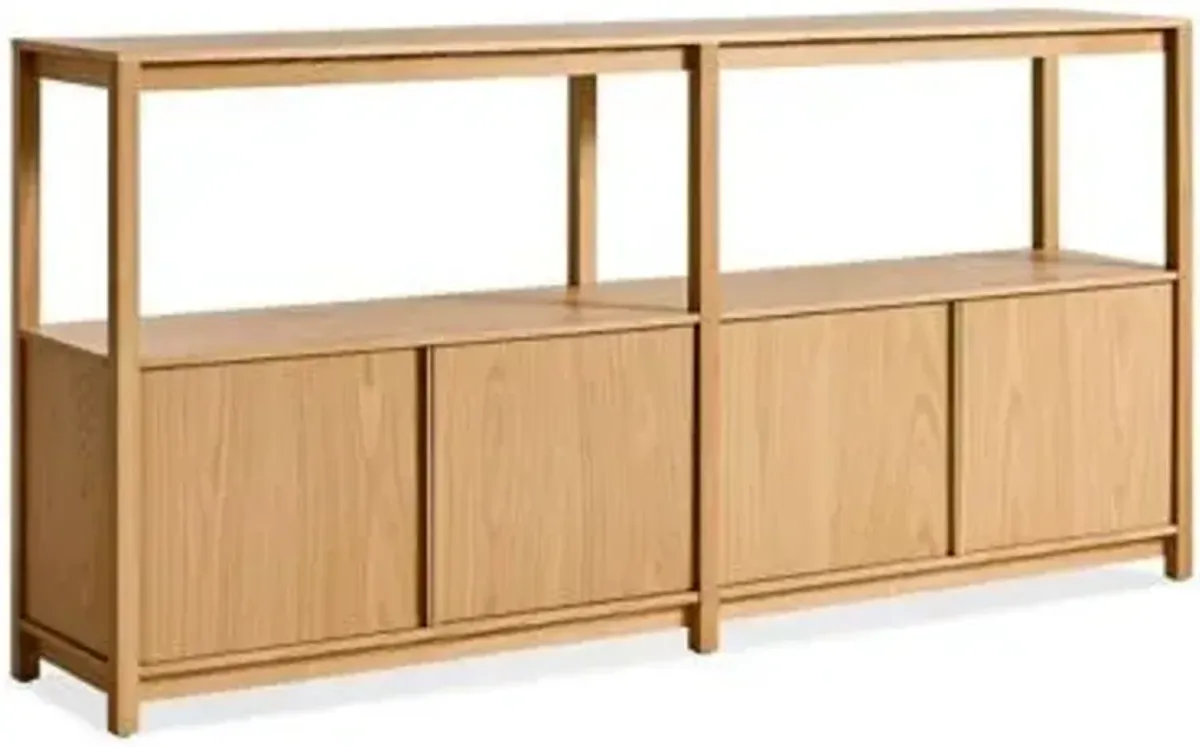 Open Plan Long and Low Bookcase with Storage