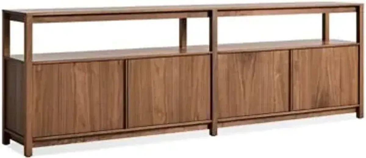 Open Plan Long and Low Bookcase with Storage
