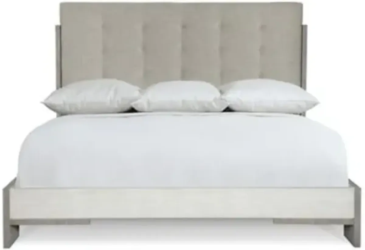 Foundations Upholstered Button Tufted King Panel Bed