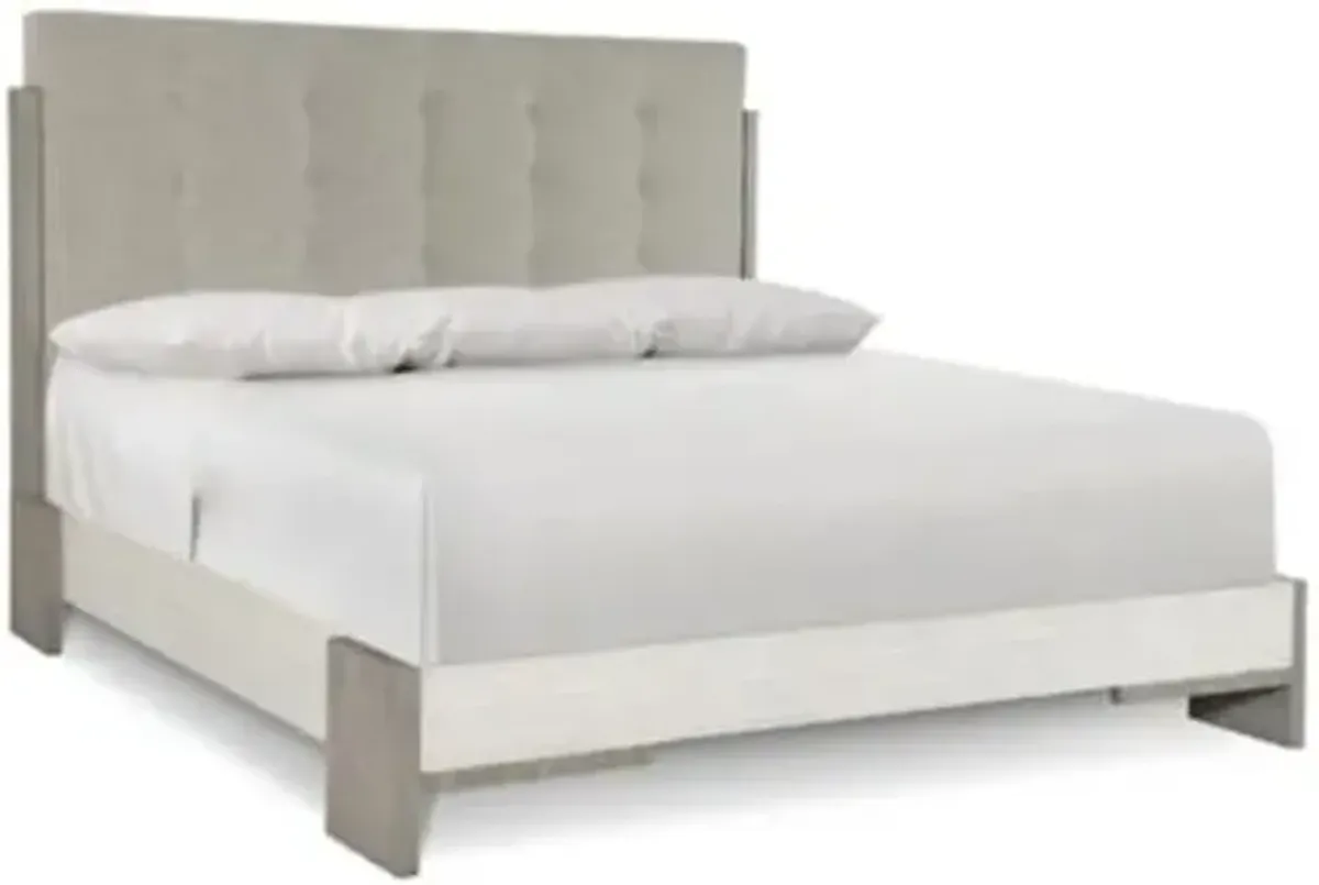 Foundations Upholstered Button Tufted King Panel Bed
